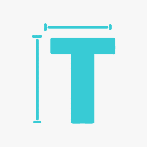 Teal icon symbolizing Typesetting by showing the letter T being measured